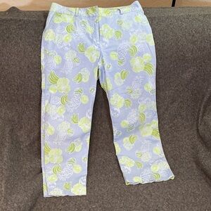 Lilly Pulitzer Light Blue and Lime Floral Capris